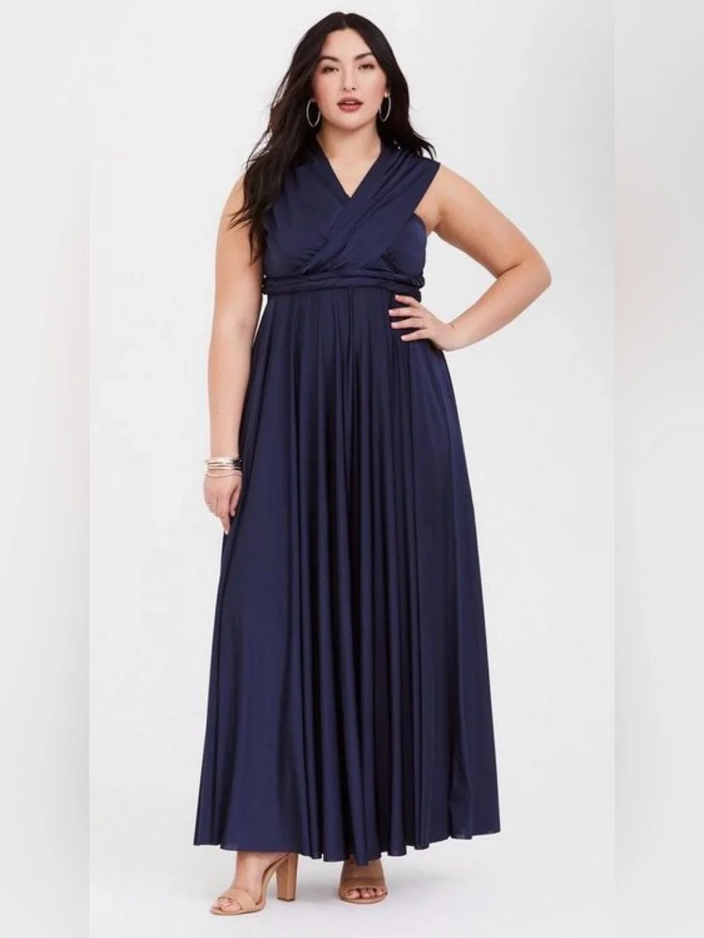 Special Occassion Navy Studio Knit Convertible Maxi Dress.
